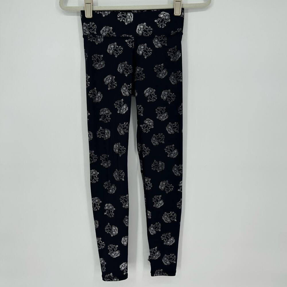 Keith‎ Haring x Terez Black Leggings – Silver Robot Print – Size XS